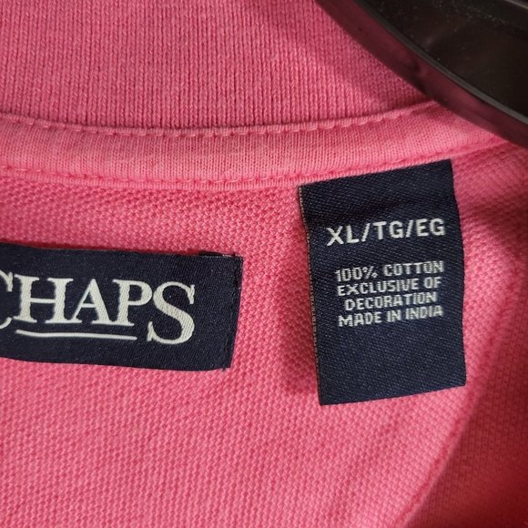 Chaps Mens Polo Shirt Size XL Pink Short Sleeve Buttons - Picture 4 of 4